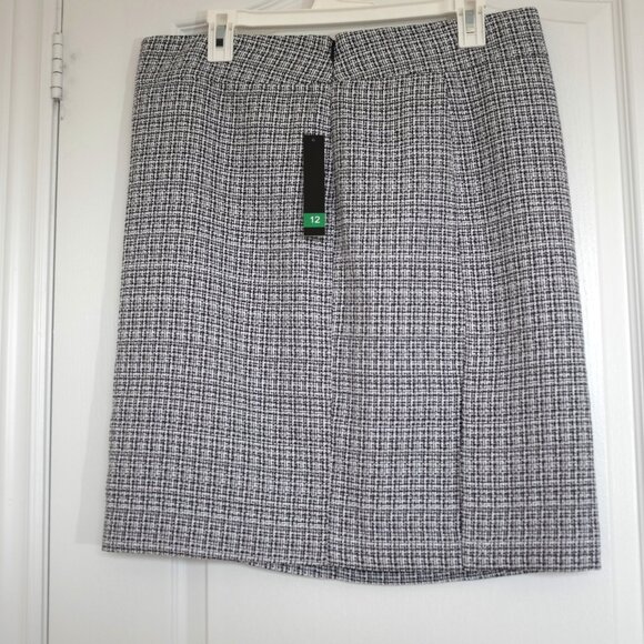 Tahari Arthur s. levine black and white tweed skirt size 12 - Picture 2 of 9
